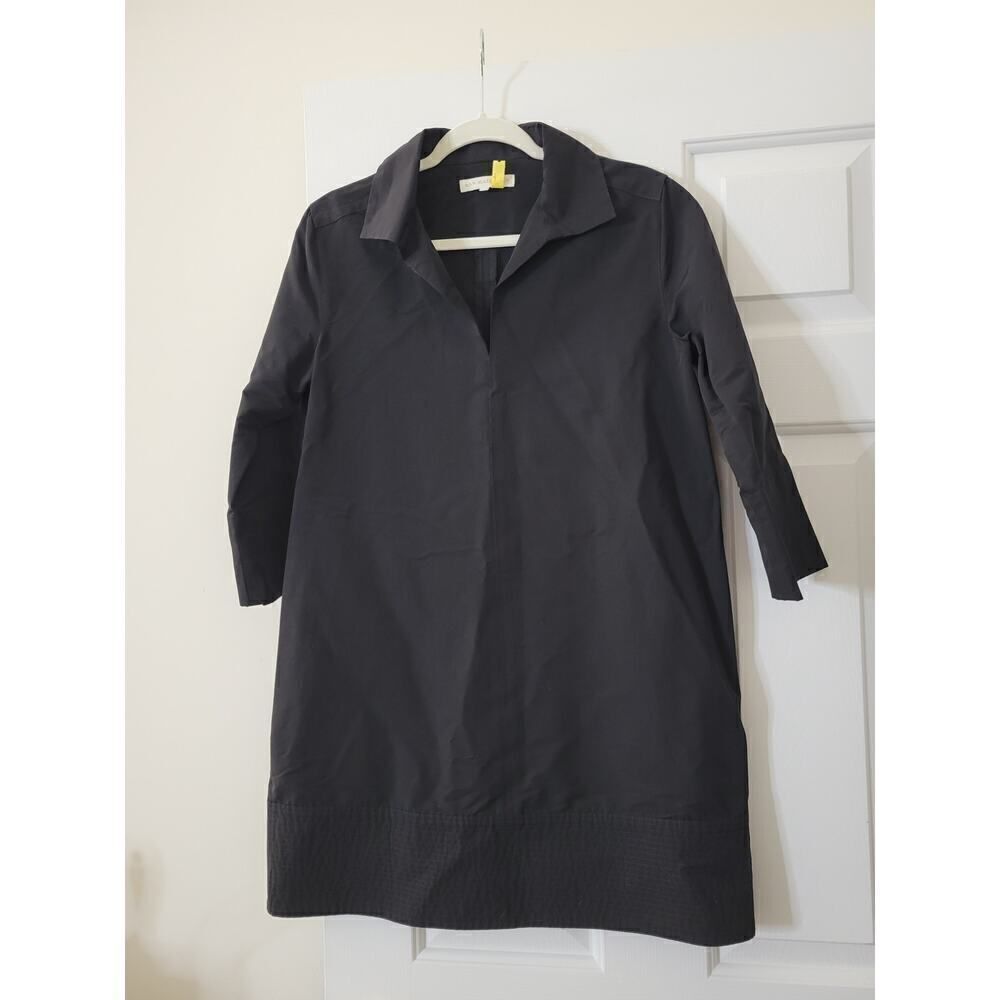Ann Mashburn Black Cotton & Nylon Blend V-Neck Dress Sz M